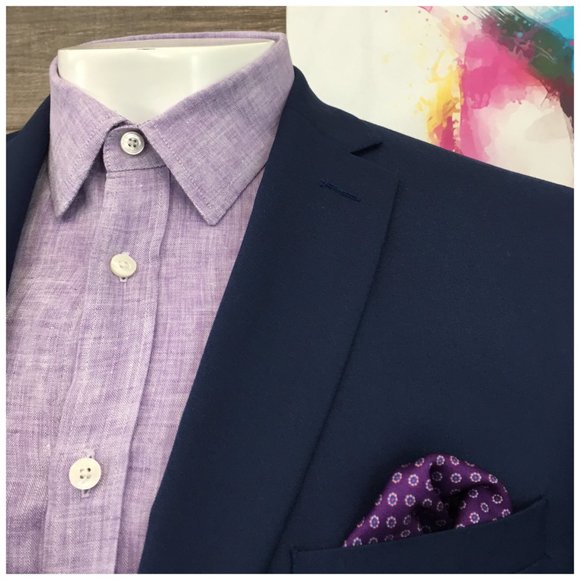 Alfani Mens Blue Blazer Sport Coat Sport Jacket 44L Slim Men Button Suit Class‎ - Picture 3 of 13